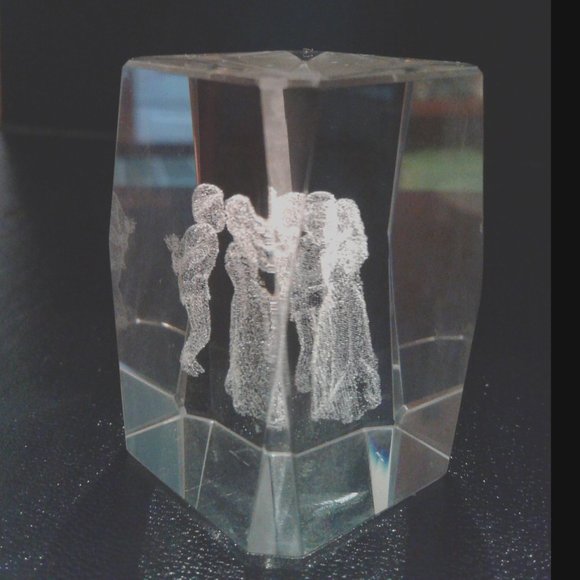 3D Valentine Laser Etched Crystal Cube - Picture 4 of 10